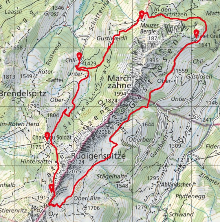Carte — Tour des Gastlosen